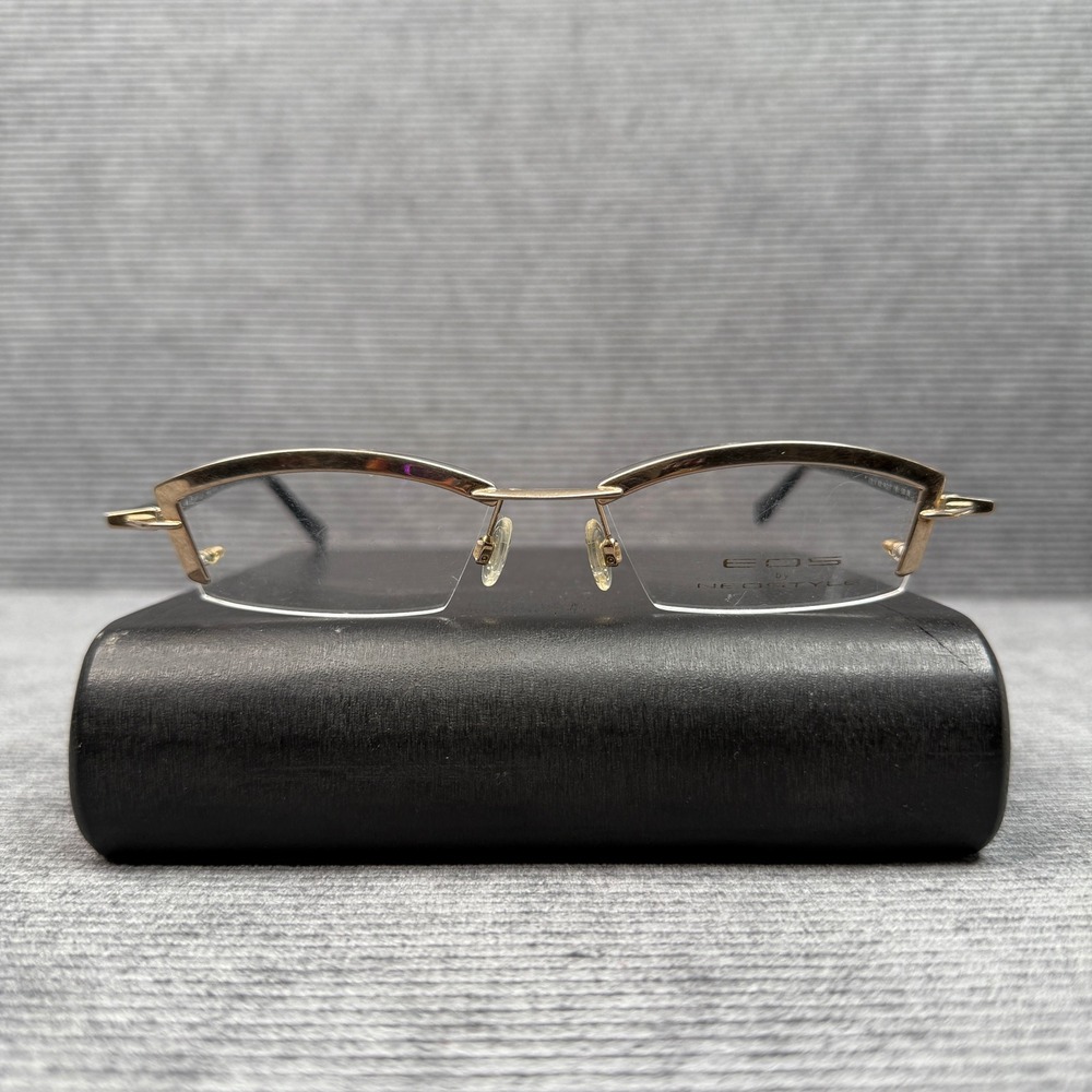Neostyle  Y2k Eyeglasses Gold Black Semi‎ Rimless Frame Germany 56-17-130